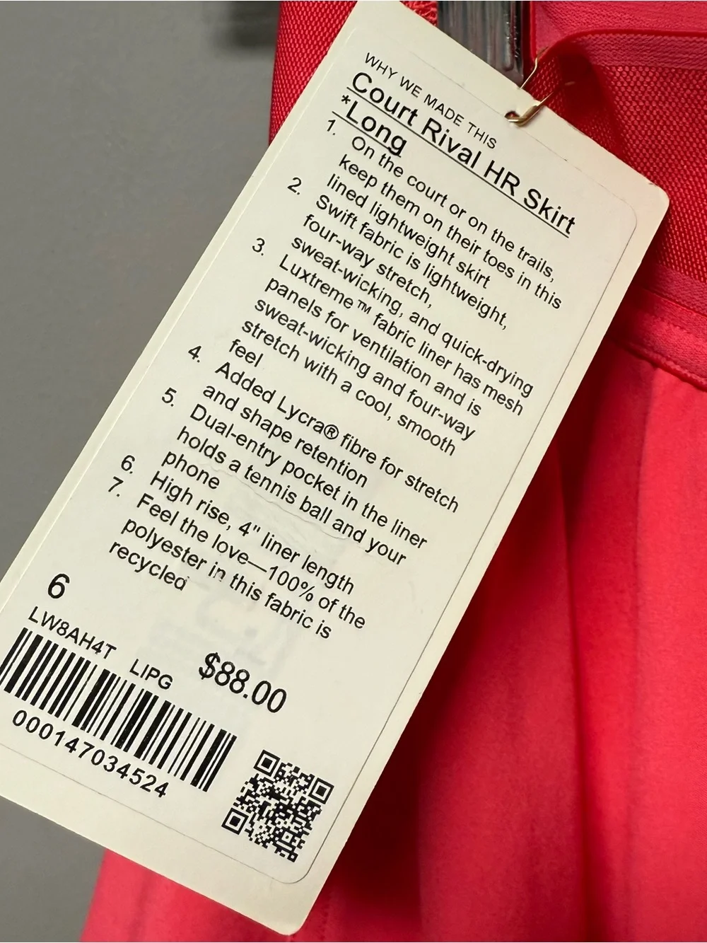 Lululemon Court Rival High-Rise Skirt Long